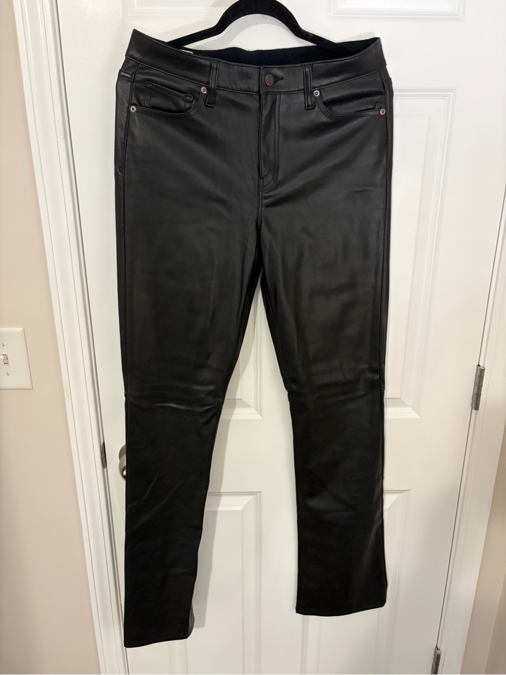 GAP Baby Boot Mid Rise Black Faux Leather Bootcut Pants 30/10 Tall